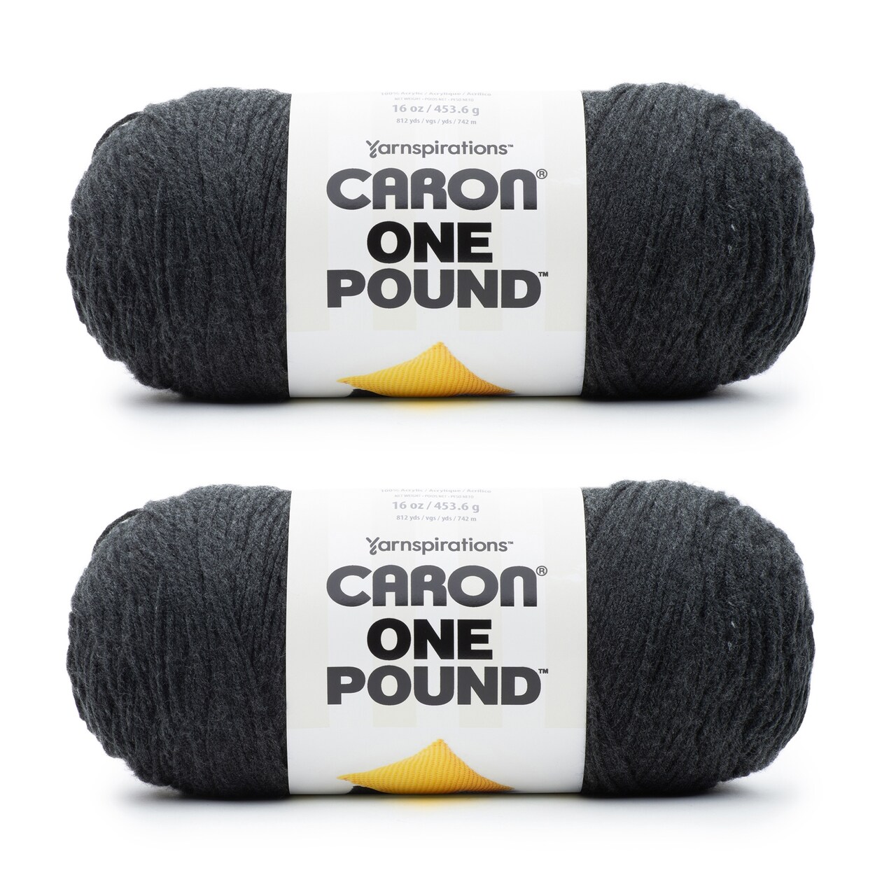 Caron One Pound Dark Gray Mix Yarn - 2 Pack of 454g/16oz - Acrylic - 4 Medium (Worsted) - 812 Yards - Knitting/Crochet